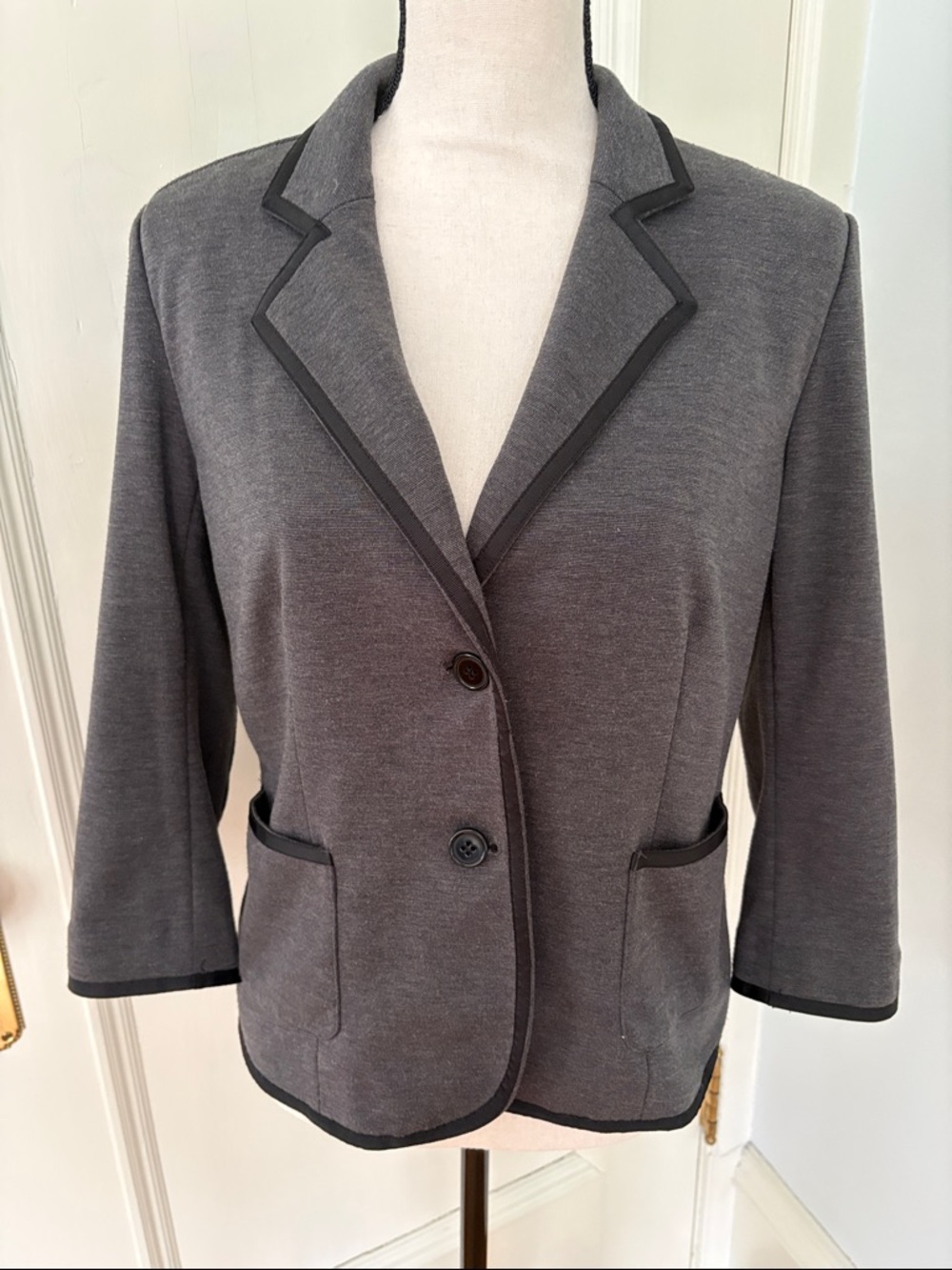 Women's Grey Knit Blazer Jacket